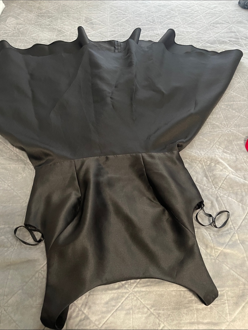 ALFRED SUNG Black Satin Evening Gown